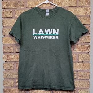 Gildan Cotton Lawn Whisperer Tee Dark Green Size Medium